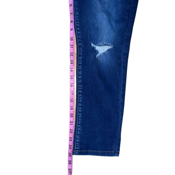 New Kan Can Distressed/Ripped Cropped Dark Indigo Blue Jeans size 31 - Picture 5 of 8